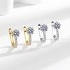 Imitation S925 Silver Zircon Ear Cuff Earrings, White Gold Plated Women's Jewelry