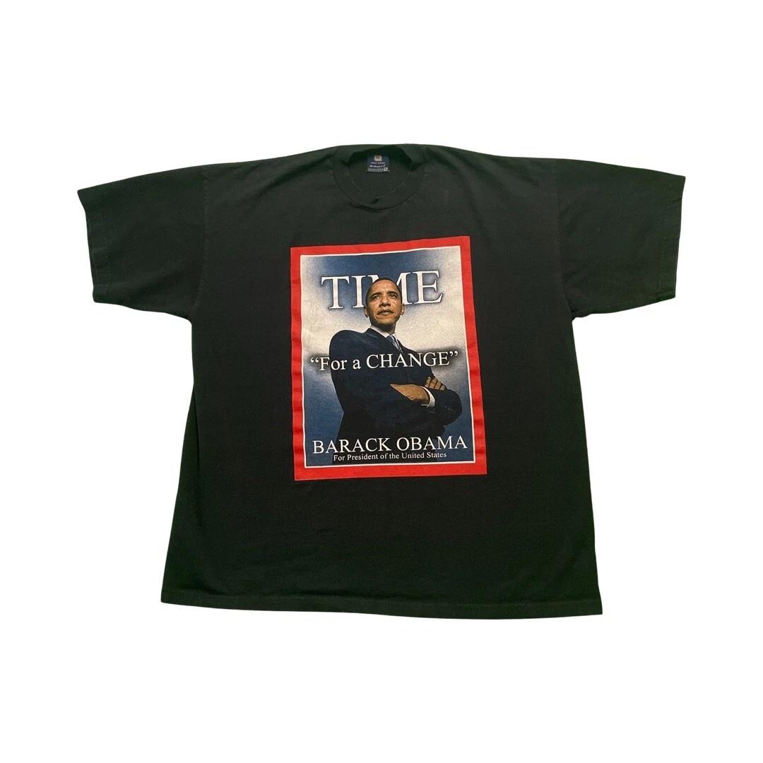 

Time Magazine Barack Obama Hip Hop 2008 Black Double Sided T Shirt Mens Size XXL 4XL