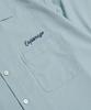 ESPIONAGE Script Logo Open Collar S/S Shirt Rusty Blue