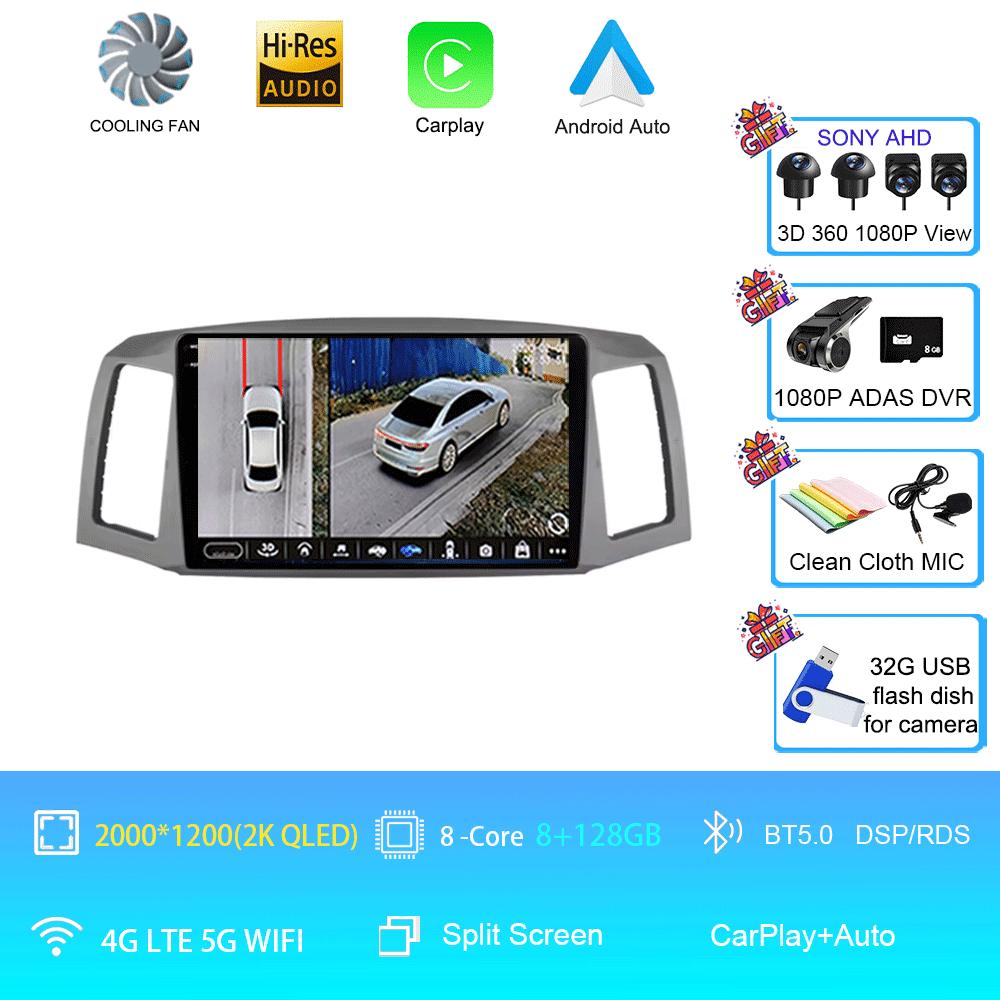 Car Radio Android 14 Carplay Auto for Jeep Grand Cherokee 2004 2005 2006 2007 Multimedia Player No 2din 2 Din GPS Navigation 4G