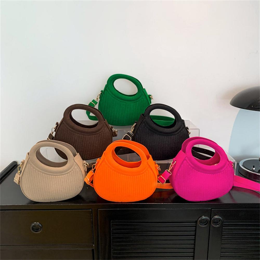 Mini Candy Color Felt Top-handle Bag for Women Fashion Portable Crossbody Shoulder Handbag
