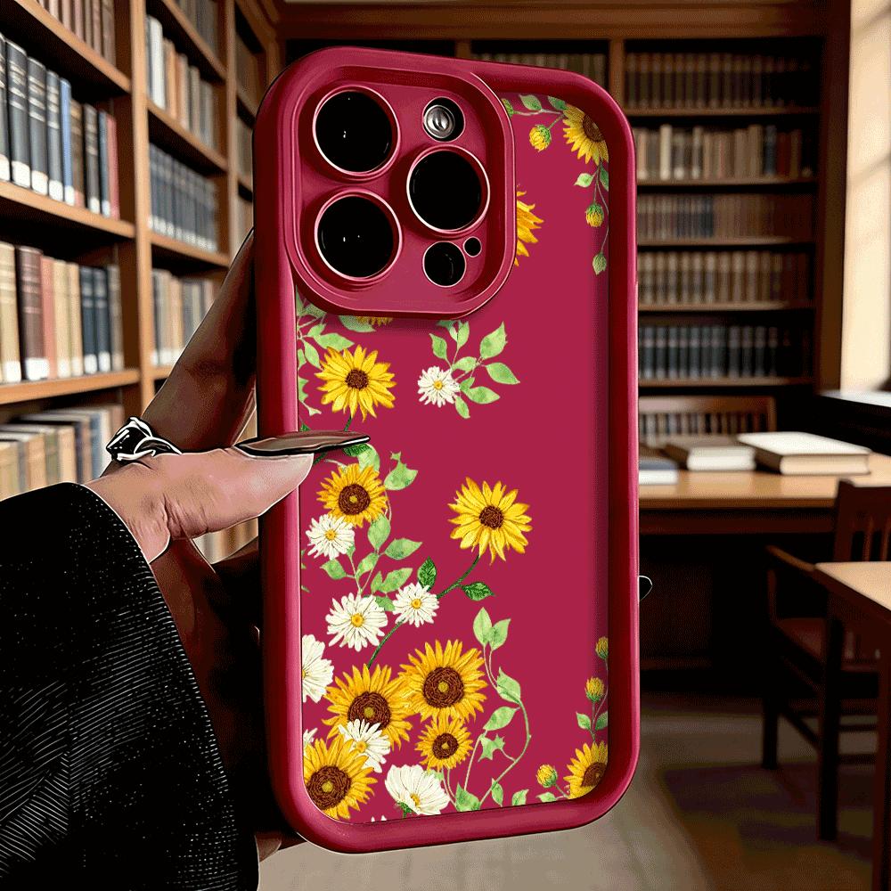 Watercolor Sunflower Pattern Soft TPU Phone Case for iPhone 17 16 15 14 13 12 11 Pro Max Plus Shockproof Anti-Slip Cover