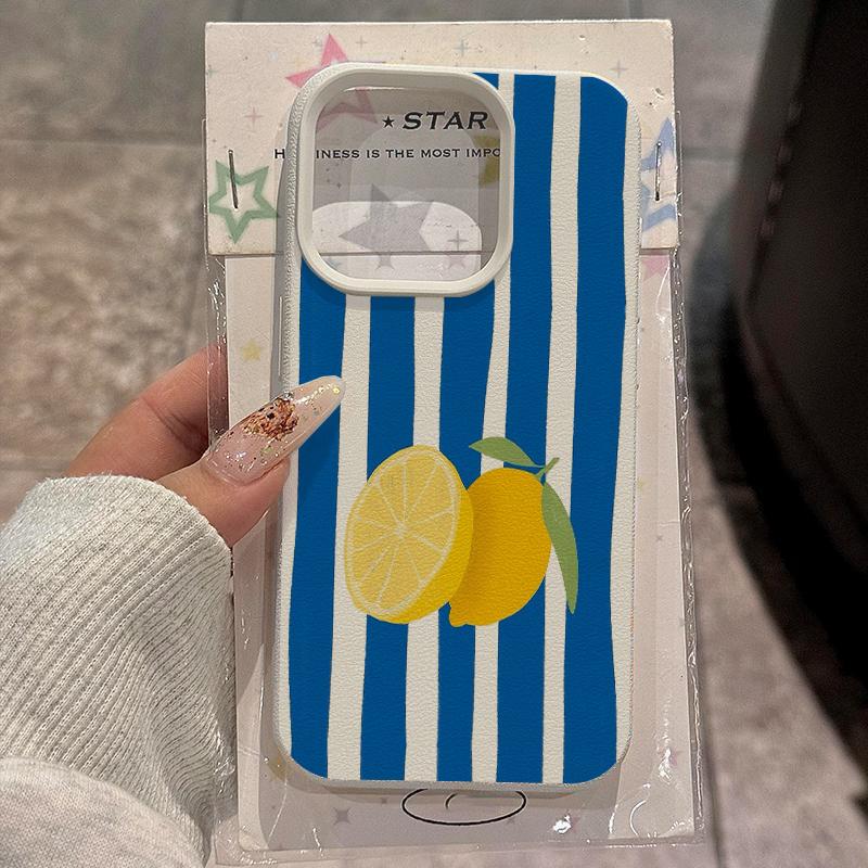 Silicone Phone Case For IPhone 17 17Air 16 15 14 Plus 13 12 11 Pro Max Luxury Fresh Striped Design Lichee Pattern Soft Cover