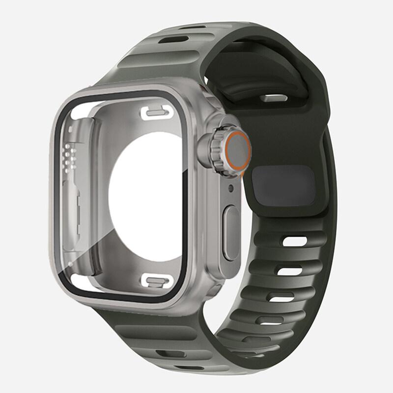 360 Waterproof Case+Silicone Strap for Apple Watch 9 8 7 Band Appearance Upgrade Ultra 49mm Iwatch Series 8 7 6 SE 5 4 3 2 1