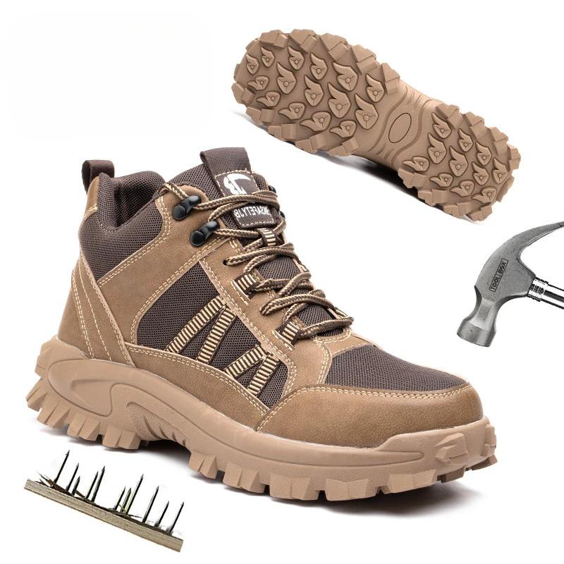 Fashion Work Safety Shoes For Men Lightweight Protective Work Sneakers Lightweight Men Shoes Breathable Shoes Anti-Puncture Work Boots