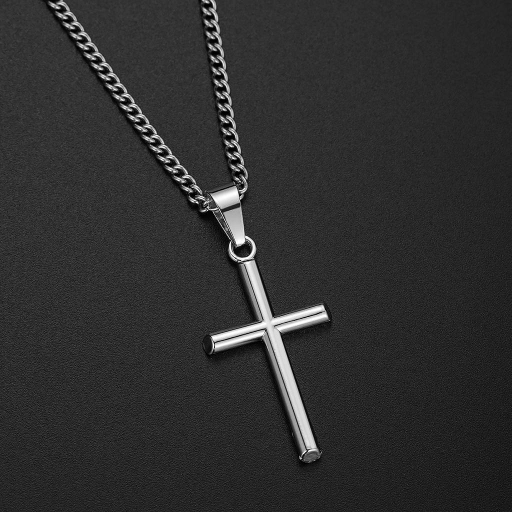 Adjustable Chain Crosses Pendant Necklace Accessory for Men and Women Stainless Steel Versatile Fashion Accessory