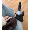 Cowhide Version~ Small Ankle Boots Special-shaped and Thin Boots Leather Low-heeled Martin Boots Women's Square Head Short Boots