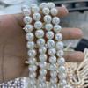 1String, White Pink Purple Natural Freshwater Pearls, Handmade Near Round Beads for Jewelry Making DIY Crafts (Beads 9-10mm, Length 36cm)