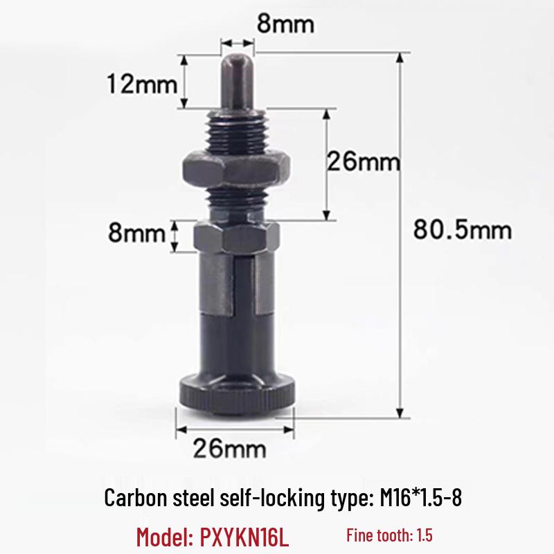 Stainless Steel/Carbon Steel Indexing Pin: Knob Plunger, Self-Locking, Re-Locking, Fine Thread, Complete Specifications