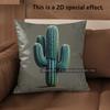 2D Vintage Cactus Print Square Throw Pillow Cases** Pattern Cushion Cover Suitable For Sofa Bedroom Car Pillow Cover