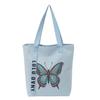 Women's Retro Butterfly Print Canvas Shoulder Bag - Stylish, Artistic, Large Capacity for Beach & Casual Use