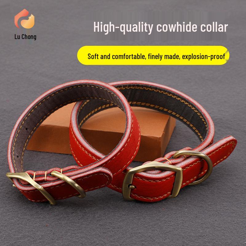 Camouflage Cowhide Dog Collar & Leash for Medium/Large Breeds - Golden Retriever & German Shepherd