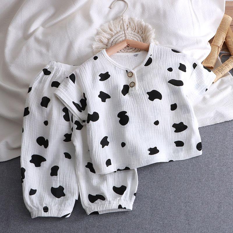 Baby Home Clothes Set Pure Cotton Summer Thin Children's Baby Pajamas Breathable Air Conditioning Clothes