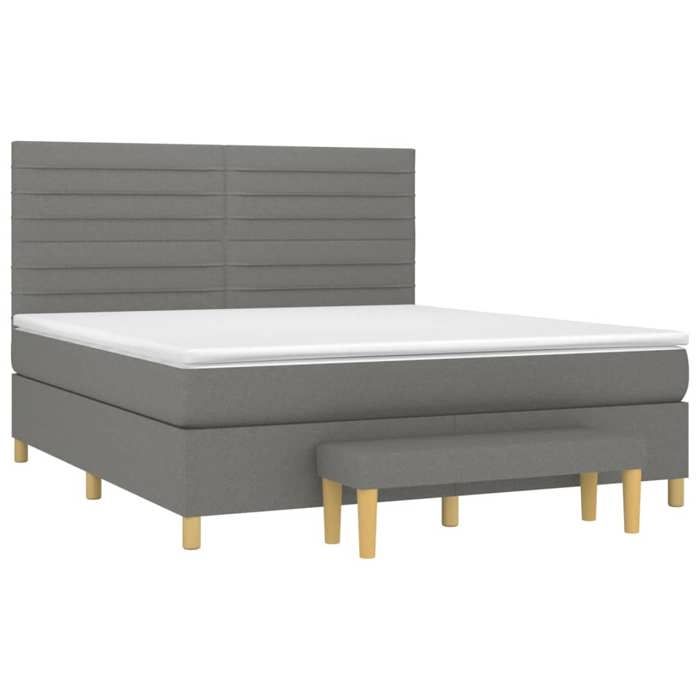 Exclusive House - Bed Slat Base with Mattress Dark Grey 180x200cm Fabric