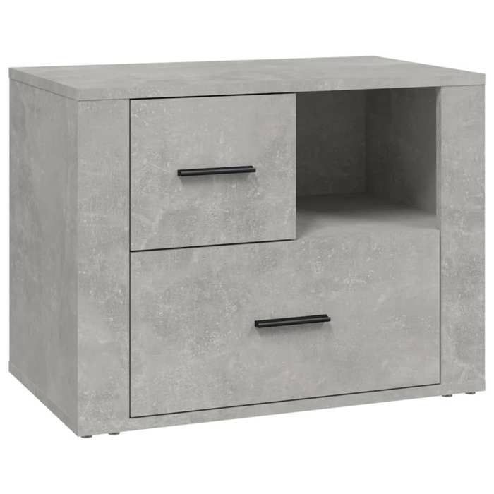 Table de chevet - Maison Exclusive - Gris béton - Bois d'ingénierie - 2 tiroirs + 1 compartiment