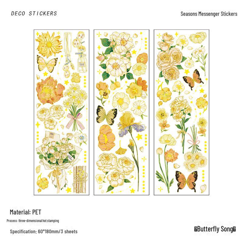 

Наклейка Infeel.Me с золотым тиснением: Четыре сезона ретро-цветов для коллажа своими руками