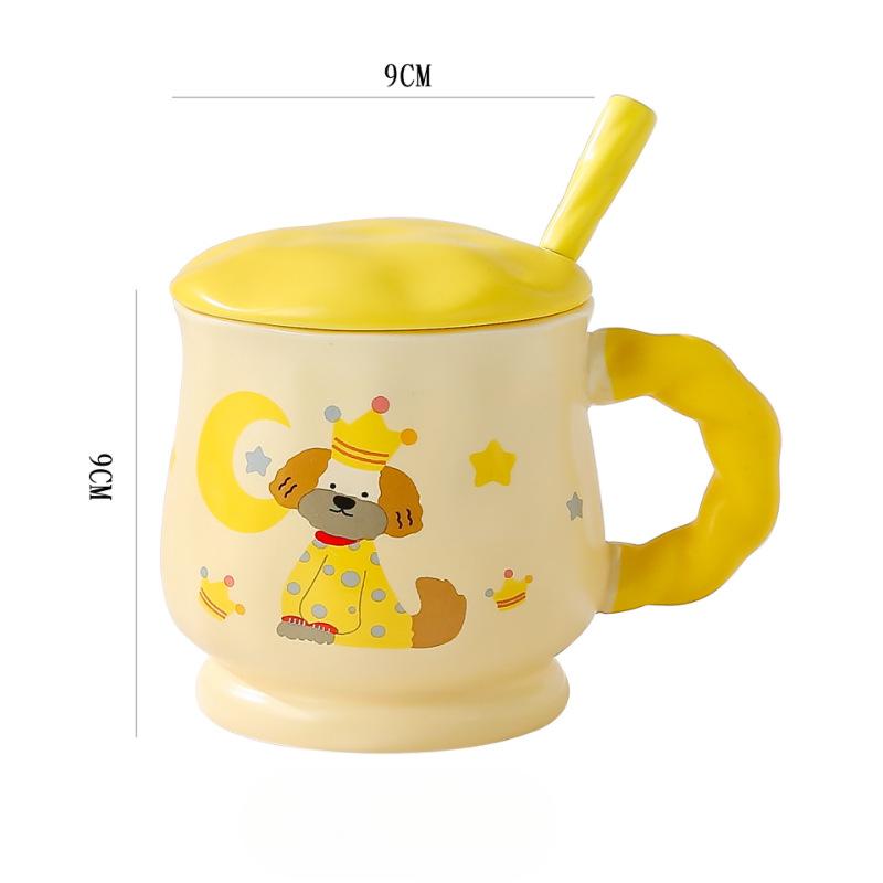 Cartoon Animal Mug Cute Ceramic Breakfast Cup with Lid Spoon Children Cute Fun Household Drinking Cup Souvenir Gift Cup