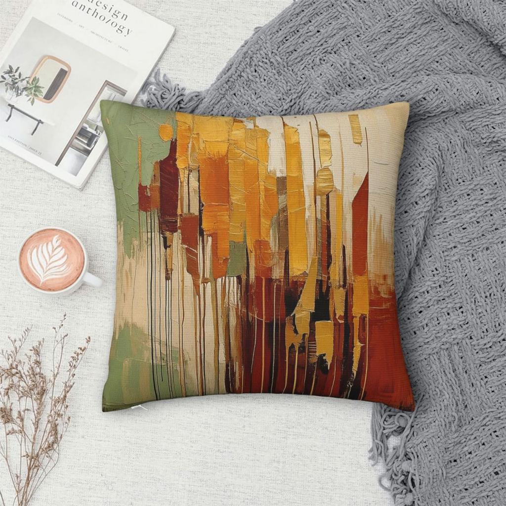 Federa Cuscino Quadrata Bauhaus Tonalità della Terra Astratte Poliestere Lino Velluto Stampata con Zip Federa Decorativa Copricuscino per Divano