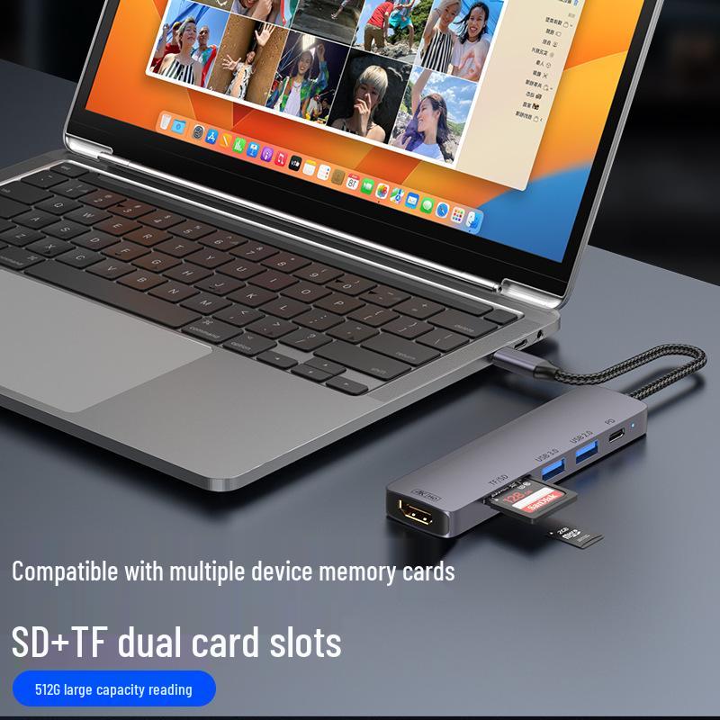 USB-C Laptop-Hub: 100W Ladefunktion, USB 3.0, 4K Screen Casting, SD/TF Erweiterungsdock