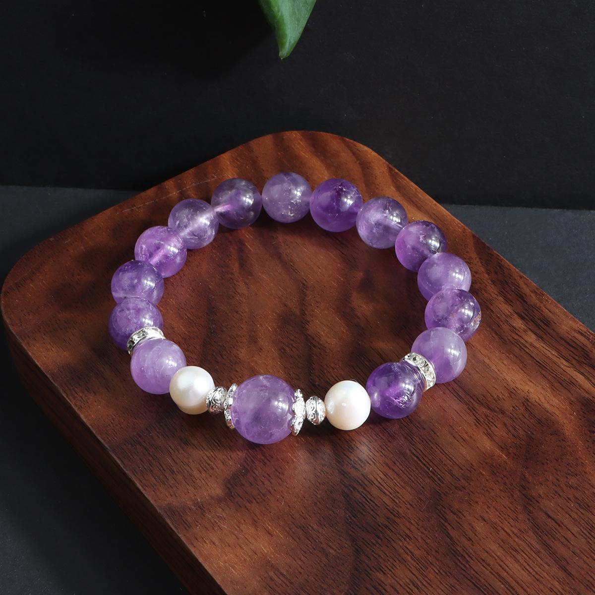 Bracelet Natural Pearl Freshwater Pearl Bracelet Amethyst Bracelet Versatile Fashion Commuter Live Popular
