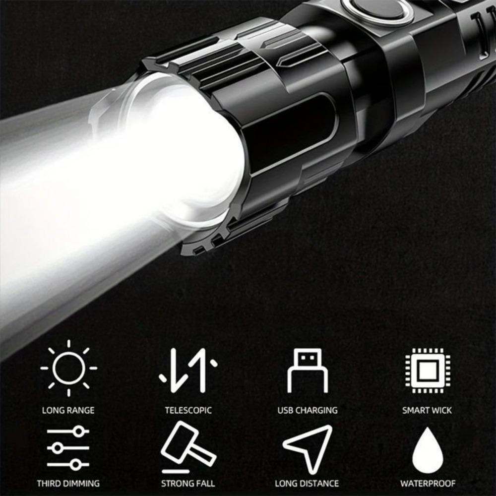 60W Super Powerful LED Flashlight Zoom LED Torch Built-in Battery USB Rechargeable Waterproof Lamp Ultra Bright Lantern