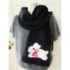 Sweet Cool Rabbit Handmade Bow Winter Warm Scarf Women's Knitted Wool Imitation Cashmere Scarf Solid Color Cartoon Korean