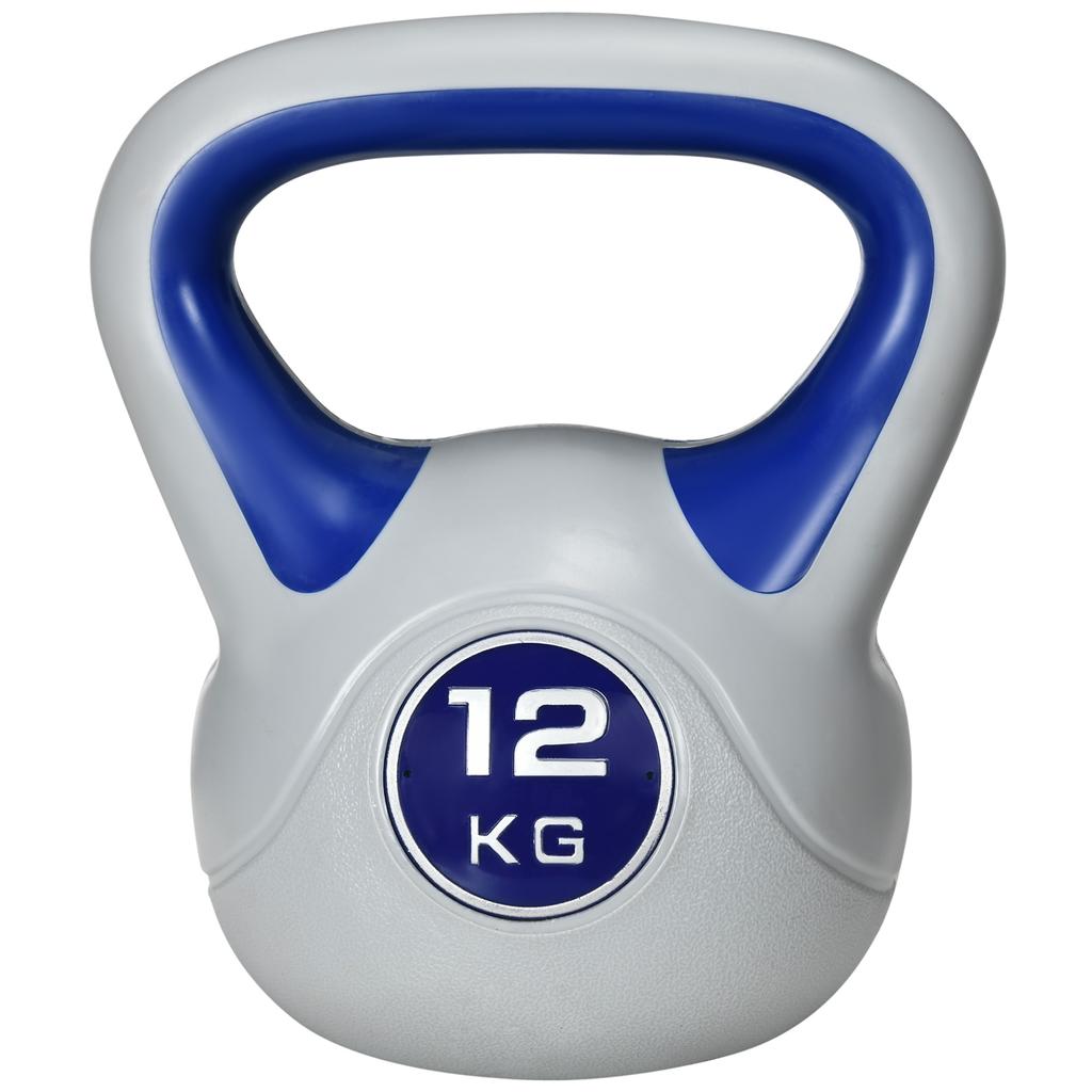 Kettlebell, 12kg Kettle Bells with Handle for Home Gym Weight Lifting and Strength Training, Dark Blue and Grey