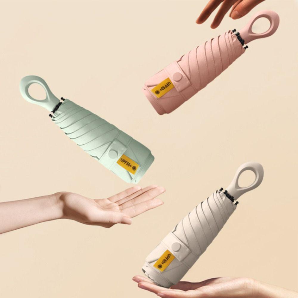 Anti UV Mini Sun Umbrella Lightweight Five-Folding Parasol 2 In 1 Portable Rain Umbrella  Travel