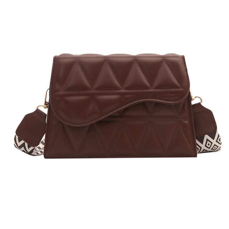 Оптовая продажа Женская 2024 Весна Популярная Новая Алмазная Клетка Маленькая Квадратная Сумка Модная Универсальная Сетка Вышивка Наплечная Сумка Через Плечо кофейный