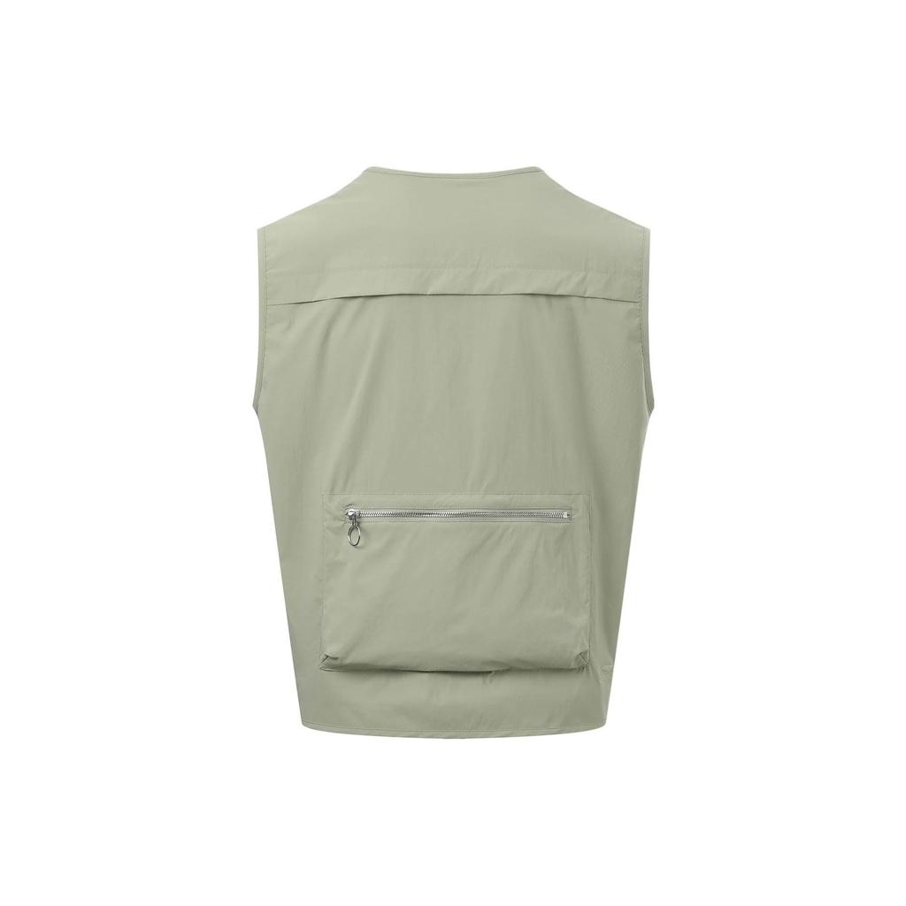 Li Ning Solid Color V-Neck Loose Work Vest Men Vests Yew-Green AMDT003-2