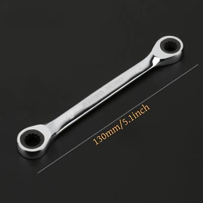 1pc 8-10mm Double Head Ring Ratchet Wrench, Chrome Vanadium Steel Ratchet Spanner Set Auto Repair Tools