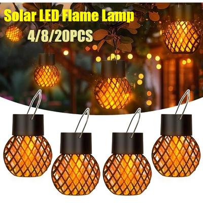 Solarna LEDowa Zewnętrzna Lampa Wisząca z Efektem Płomienia Wodoodporna Lampa Dekoracyjna Ogrodowa Solarna Lampka Sznurowa na Patio Ogród Podwórko