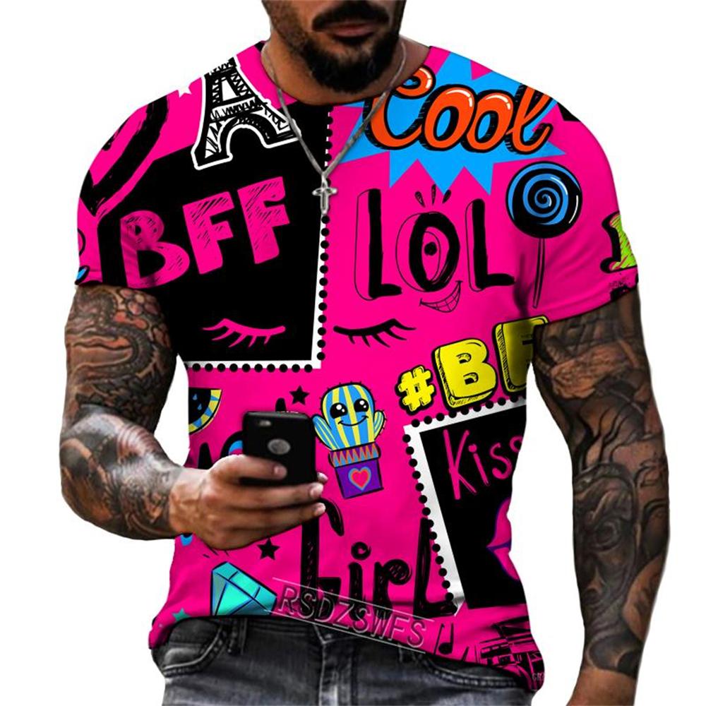 

Летний топ с круглым вырезом и 3D принтом с забавным граффити, модная повседневная мужская футболка с коротким рукавом XL