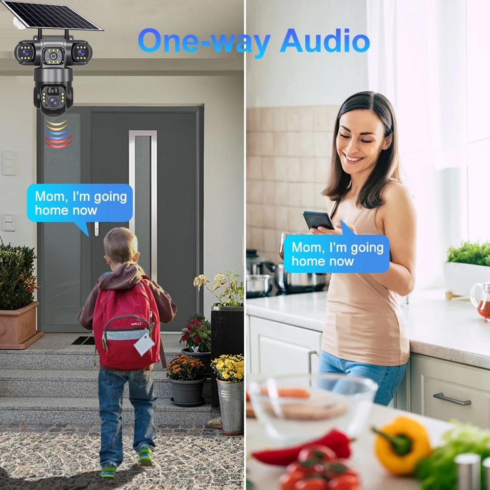 Güneş Enerjili Kamera 4G Sim Dış Mekan 3 Lens 3 Ekran 10X Yakınlaştırma PIR İnsan Algılama Kameraları Su Geçirmez Gece Görüşlü CCTV Güvenlik Koruması