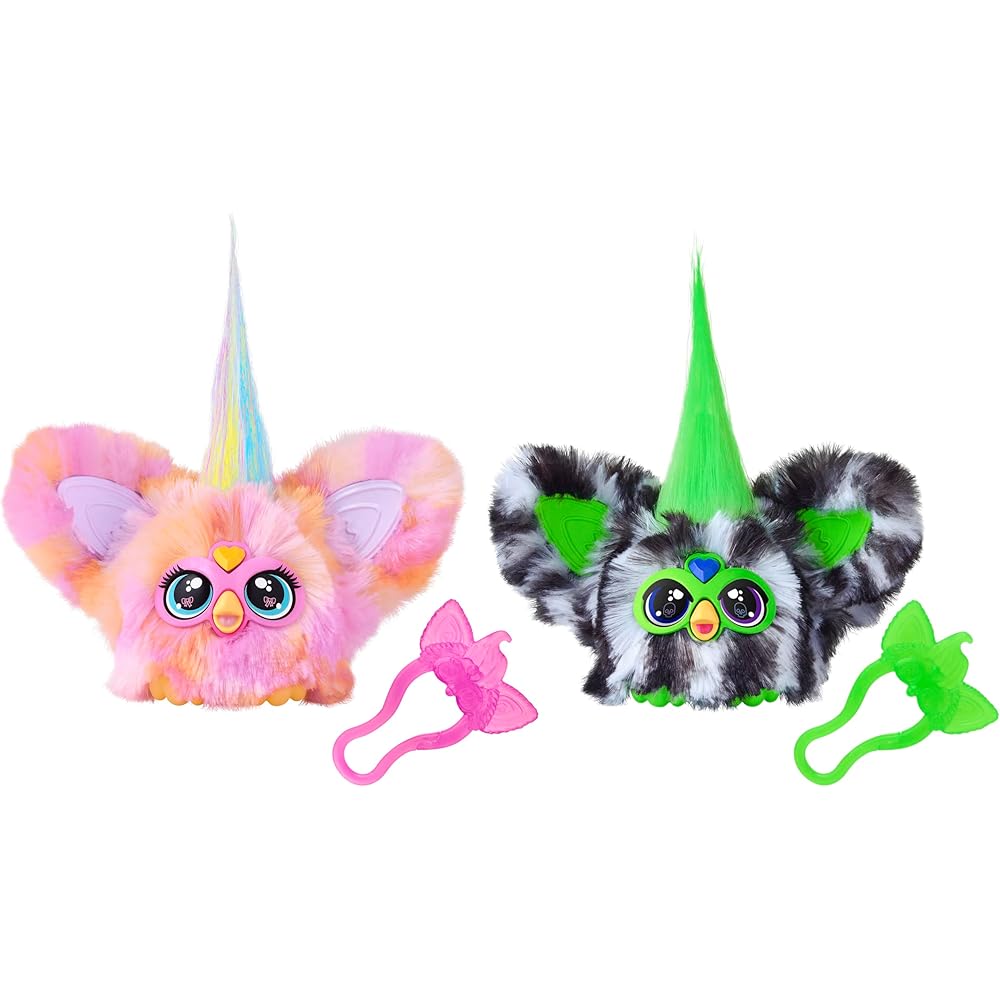 Hasbro Furby Furbling Fierce & Fabulous 2-Pack Electronic Plush Toy 45 Sounds Ages 6+ Green/Black & Pink/White