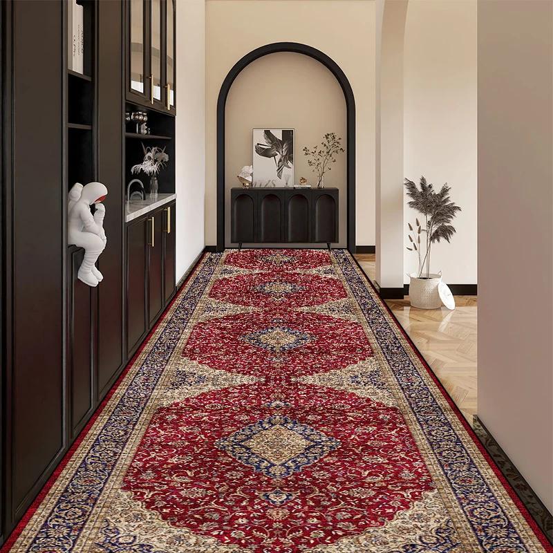 Bohemian Red Long Corridor Carpet Luxury Persia Decoration Hallway Rug Non-slip Easy Cleaning Floor Mat Stairway Runners Carpets