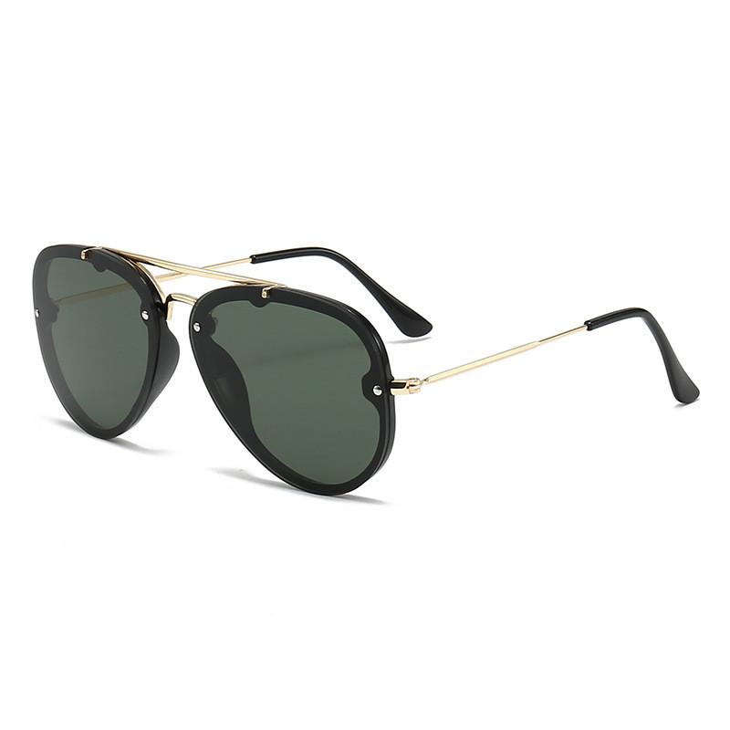 Modern Metal Aviator Sunglasses With Uv Protective Lenses For Driving And Parties GoldFrameGreenLenses
