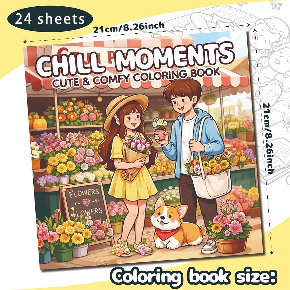 

24 page Coloring book for stress relief, warmth and comfort, couple love, character coloring, drawing book