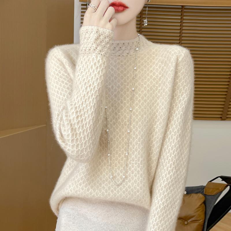 Women's Cashmere Sweater Qinghe Cashmere 30% Cashmere 70% Wool Autumn and Winter Pullover Warm and Fashionable