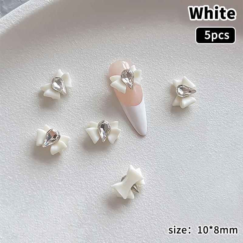 

5 шт. 3D смоляные подвески-бантики для дизайна ногтей со слезоточивым стразом, кристаллами и бриллиантами, аксессуары для украшения ногтей, материалы A2