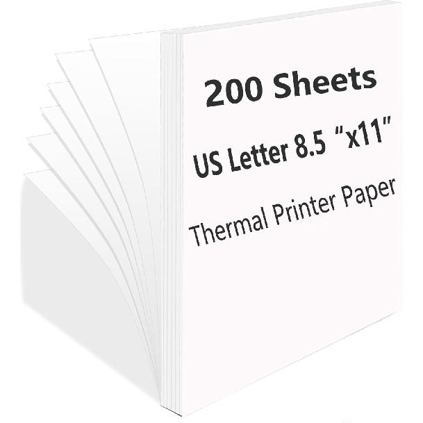 100 Sheets Thermal Printer Paper, 8.5''×11'' US Letter Size, Advanced Printing Paper, Thermal Paper Compatible with Brother Letter Portable Printer,