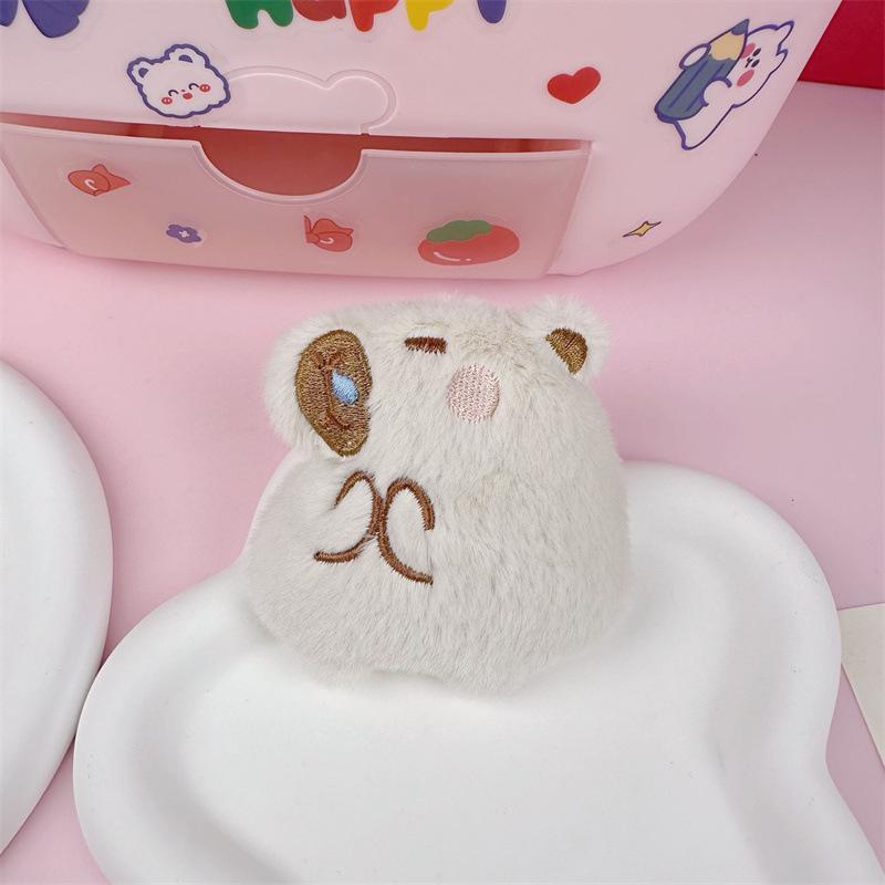 Cartoon Capybara Plush Brooch & Pendant Gift Set
