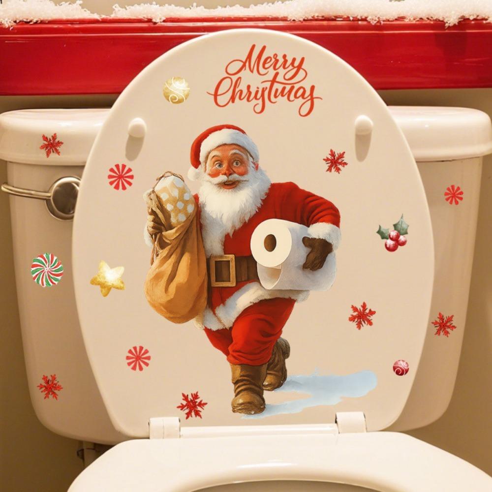 Christmas Toilet Sticker Merry Christmas Decoration Santa Claus Bathroom Sticker Home Toilet Decoration 2026 New Year Gift Fun