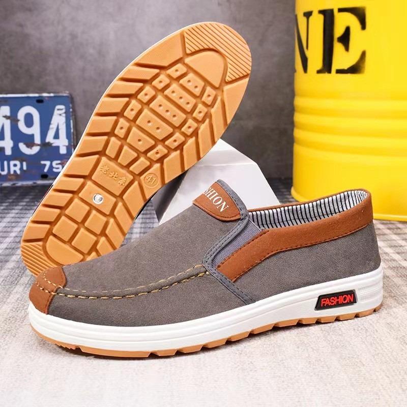 Men's Autumn Slip-On Canvas Cloth Shoes – Breathable Low-Top Lightweight Casual Walking Shoes for Middle-Aged & Elderly Dad, Comfortable Daily Wear