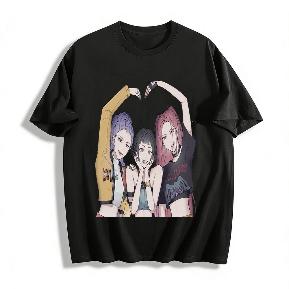 American Street Cool Girl Group Print Short Crop Top Slim Fit Versatile Crew Neck T-Shirt Pure cotton T-shirt XXS