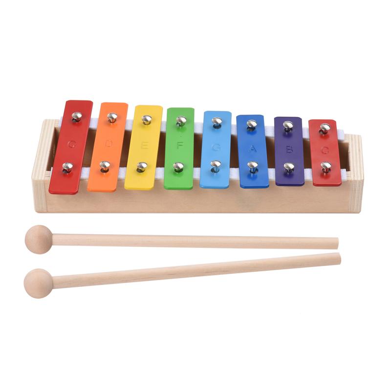 

Glockenspiel Colorful Aluminum Plate Piano With Wooden Mallets Percussion Musical Instrument Gift 8 Keys Xylophone Compact Size