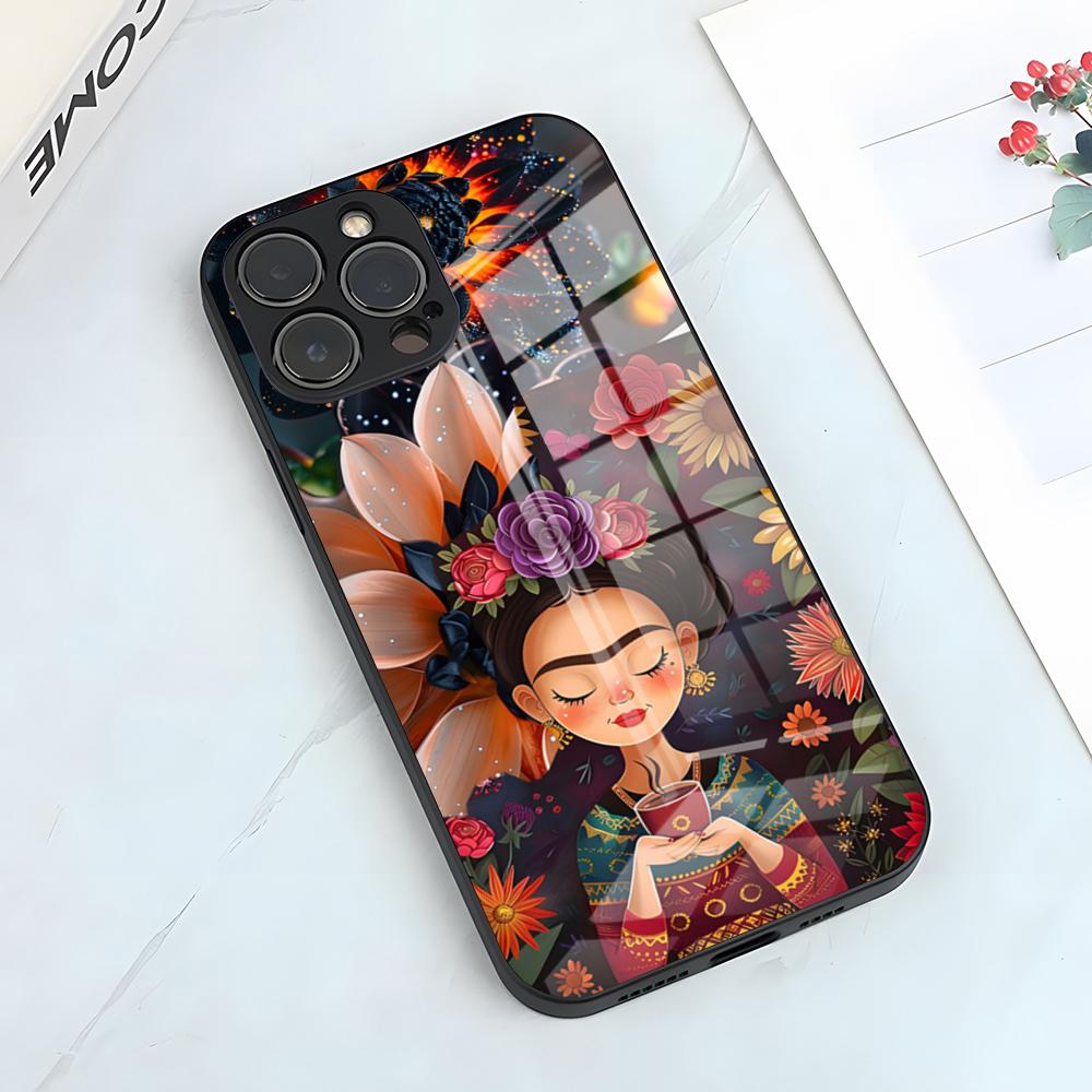 A-Art Frida Kahlo Phone Case For IPhone 17 Pro Max 15 Pro 16 14 Plus 12 13 Mini 11 Pro Shockproof Glass Cover iPhone16