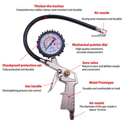 Auto Tire Pressure Gauge Pressure Gun Type Air Inflator Pump Tire Repair Tool