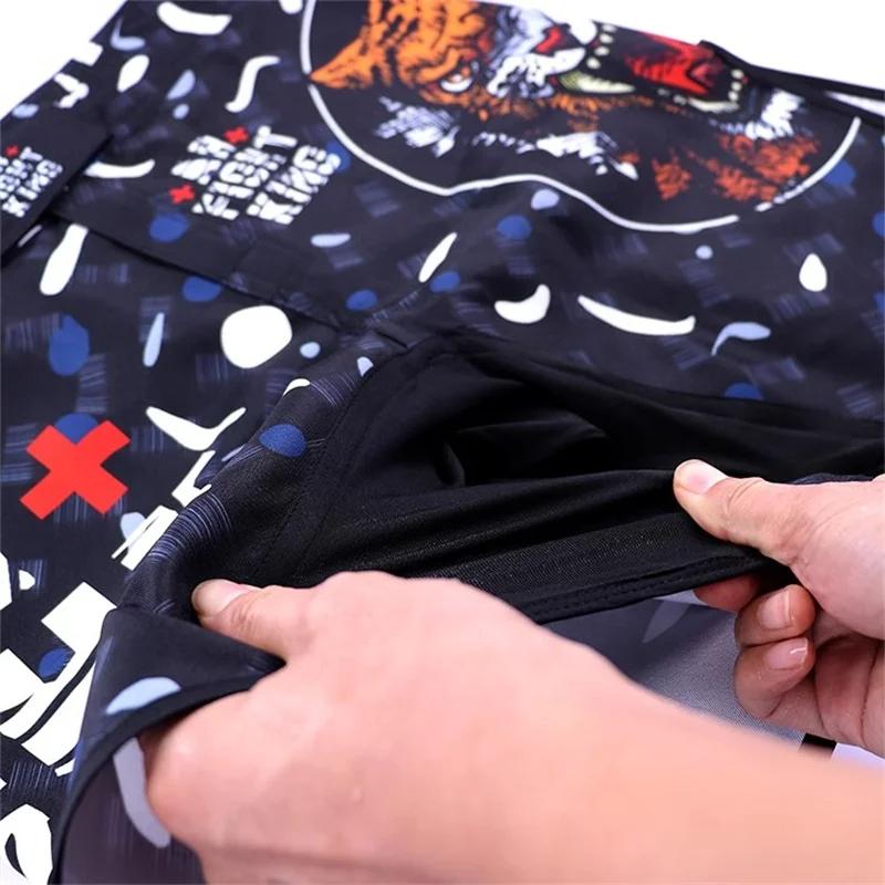 Men MMA Shorts Boxing Lion Printing Workout Muay Thai Gym Sports Pants Jiujitsu Fight Wear