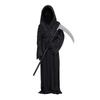 Halloween Grim Reaper Costume Black Hooded Spooky Ghost Robe Dress Up Costume Adult Cosplay Mask Scythe Prop Party